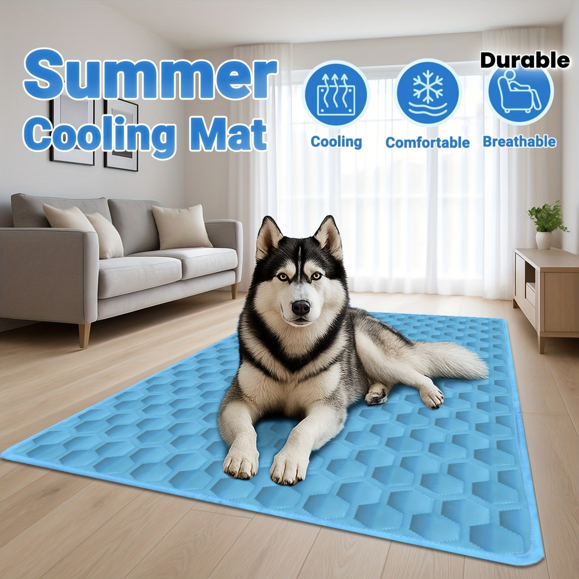 Dog lying on the Ice Silk Cooling Mat